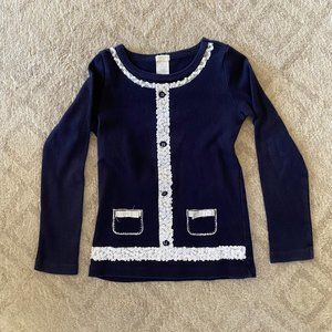 Crewcuts Navy Cardigan with White Sequins Girls Size 6 - 7